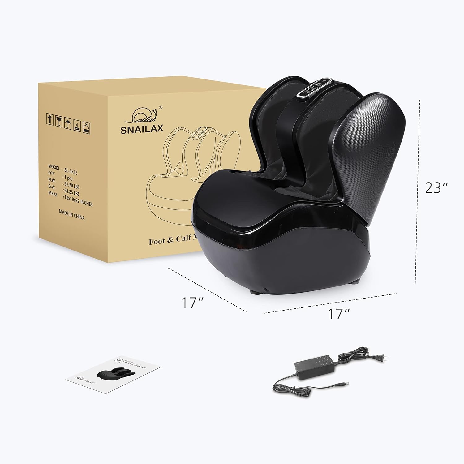 Snailax Shiatsu Foot Massager with Heat, Foot Calf Massage Machine for Plantar Fasciitis, Circulation and Pain, Relaxation, Kneading, Compression, Vibration, Rolling(No Remote)