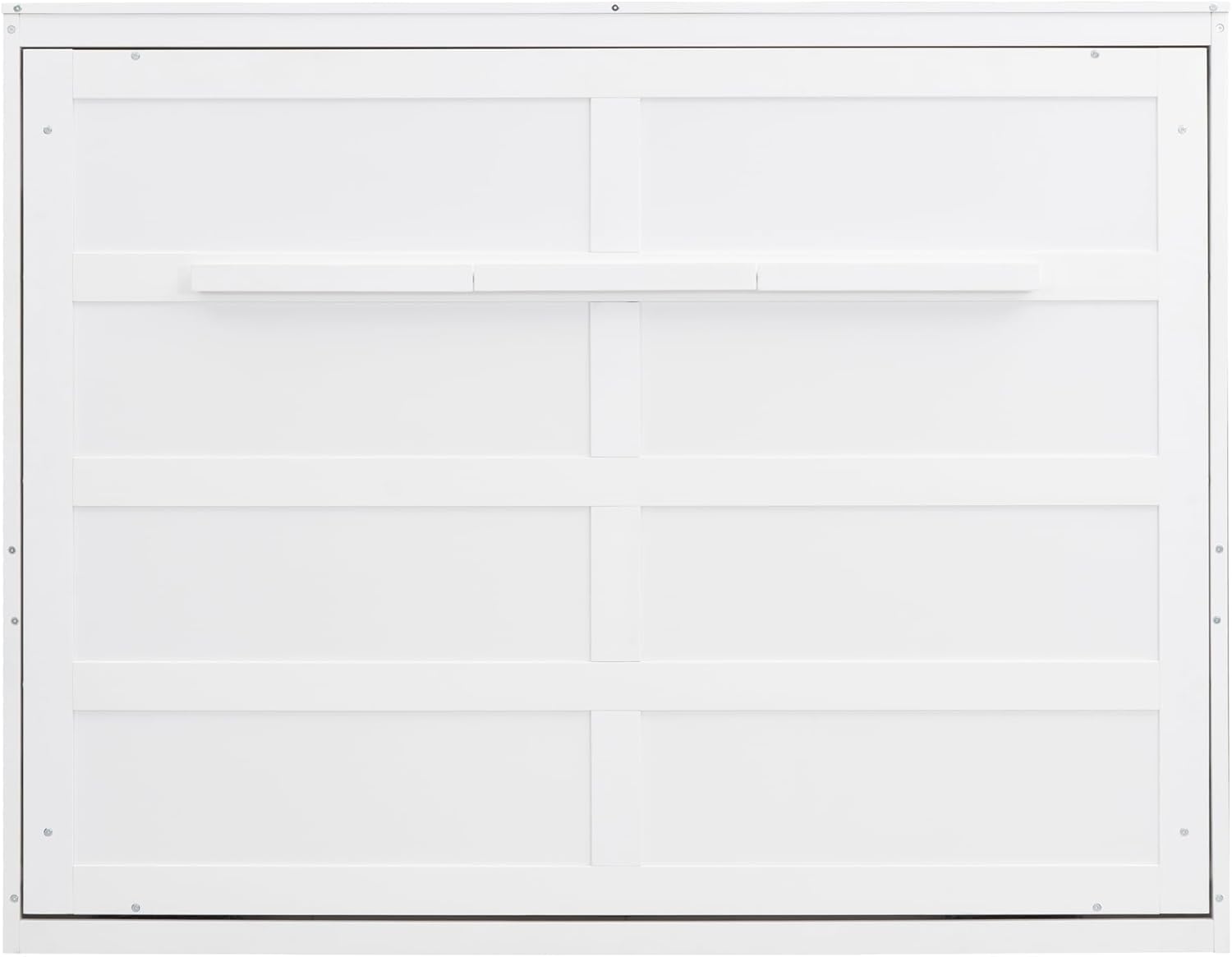 Queen Size Murphy Bed Wall Bed, Solid Wood Platform Bed with Wooden Support Slats, Versatile Murphy Cabinet Bed for Guest Room Home Office Small Room (White + Plywood+Queen)