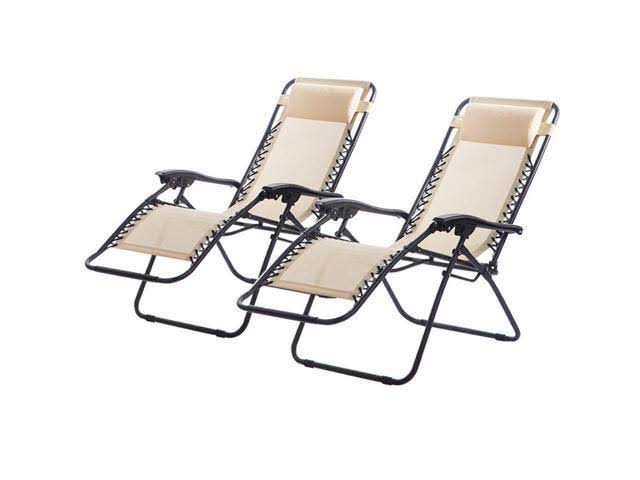 Zero Gravity Chairs Case of 2 Lounge Patio Chairs Outdoor Yard Beach
