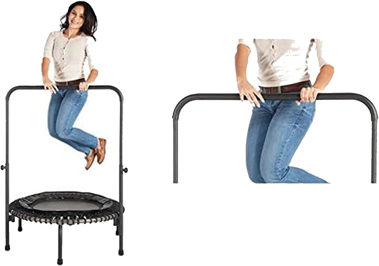 JumpSport 220 in Home Cardio Fitness Rebounder - Mini Trampoline with Handle Bar Accessory, Premium Bungees and Workout DVD