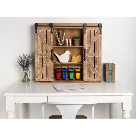 Modern Rustic Wood Wall Cabinet with Sliding Barn Door