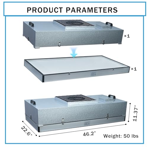 HEPA H14-Filter Laminar Flow Hood Updated FanFilter Unit（Include HEPA Filter）100/ISO Class 5 Cleanroom/Laboratory/Cleanroom/Mushroom Room, Laminar Air Flow Hood(46.2"x22.6"110V)