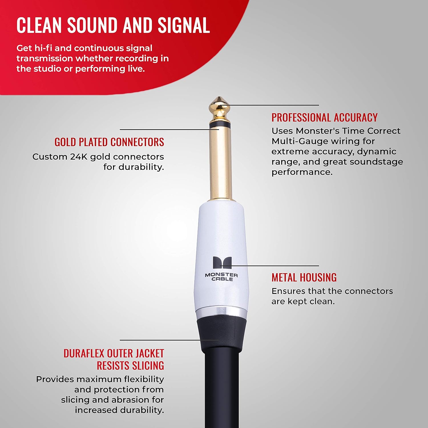 Monster Prolink Studio Pro 2000 Speaker Cable - Straight to Straight - 1/4 Inch Plugs, 12 feet