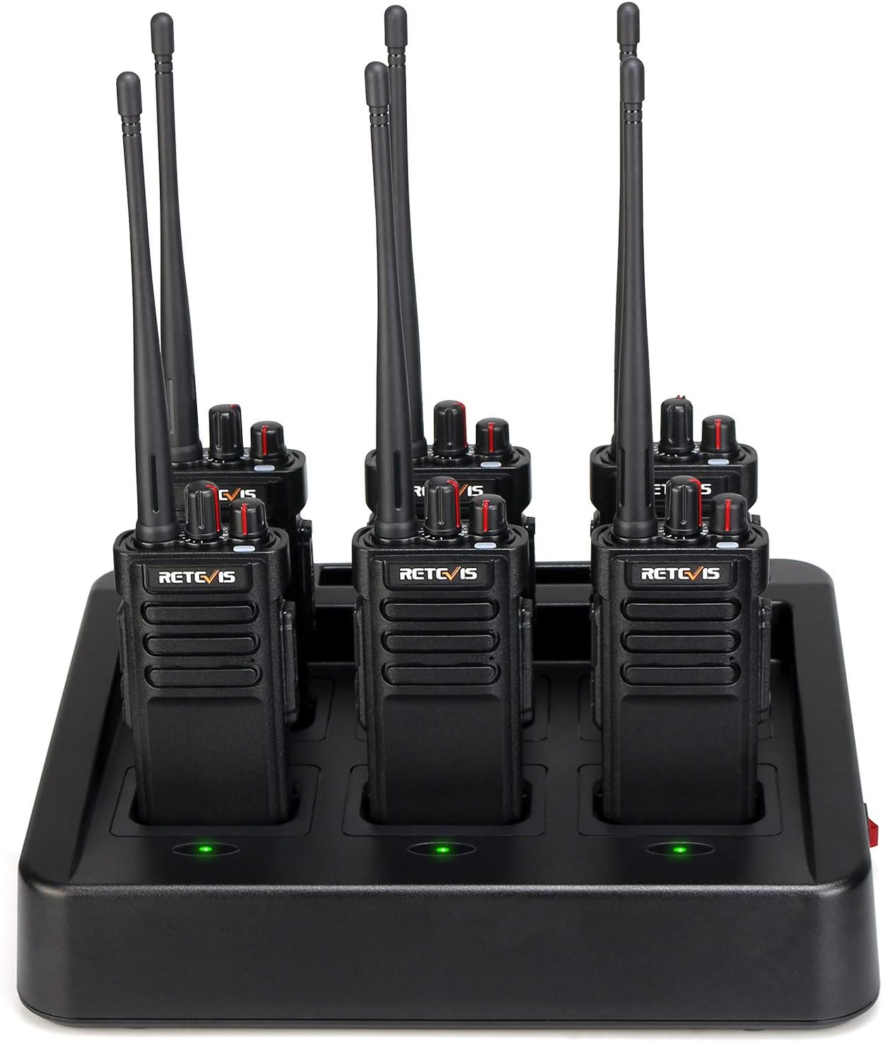 Retevis RT29 Walkie Talkies for Adults Long Range, Heavy Duty Two Way Radios with 3200mAh Rechargeable,Emergency Alarm 2 Way Radios with Charging Station(6 Pack)