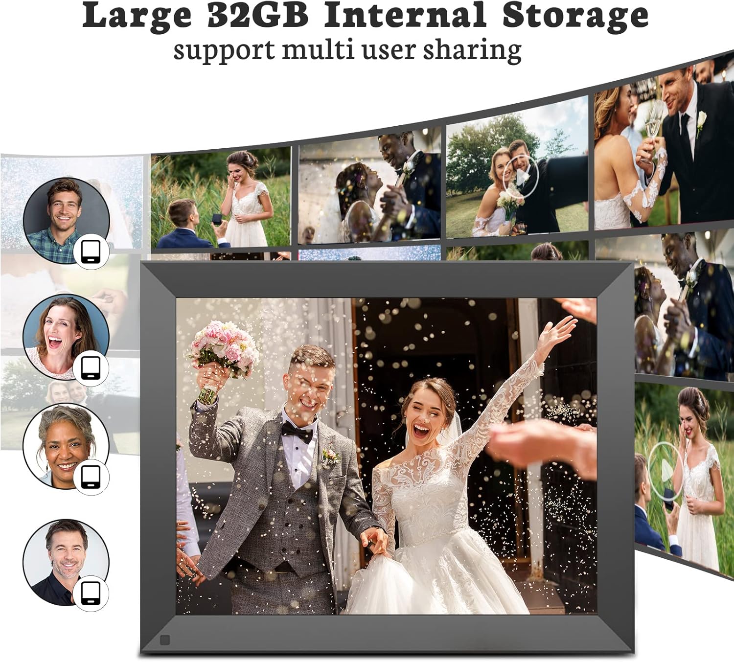 BSIMB Digital Picture Frame IPS Display, Wall-Mountable Electric Photo Frame with Remote Control, Place in Landscape&Portrait, Gift for Mother's Day