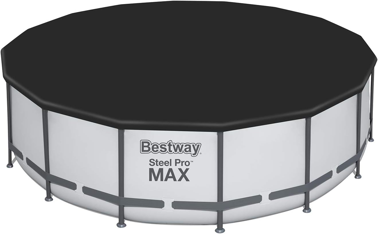 Bestway Steel Pro MAX 16 x 4 Foot Outdoor Frame Above Ground Round Swimming Pool Set with Ladder, Cover, Filter Pump, and Solution Blend