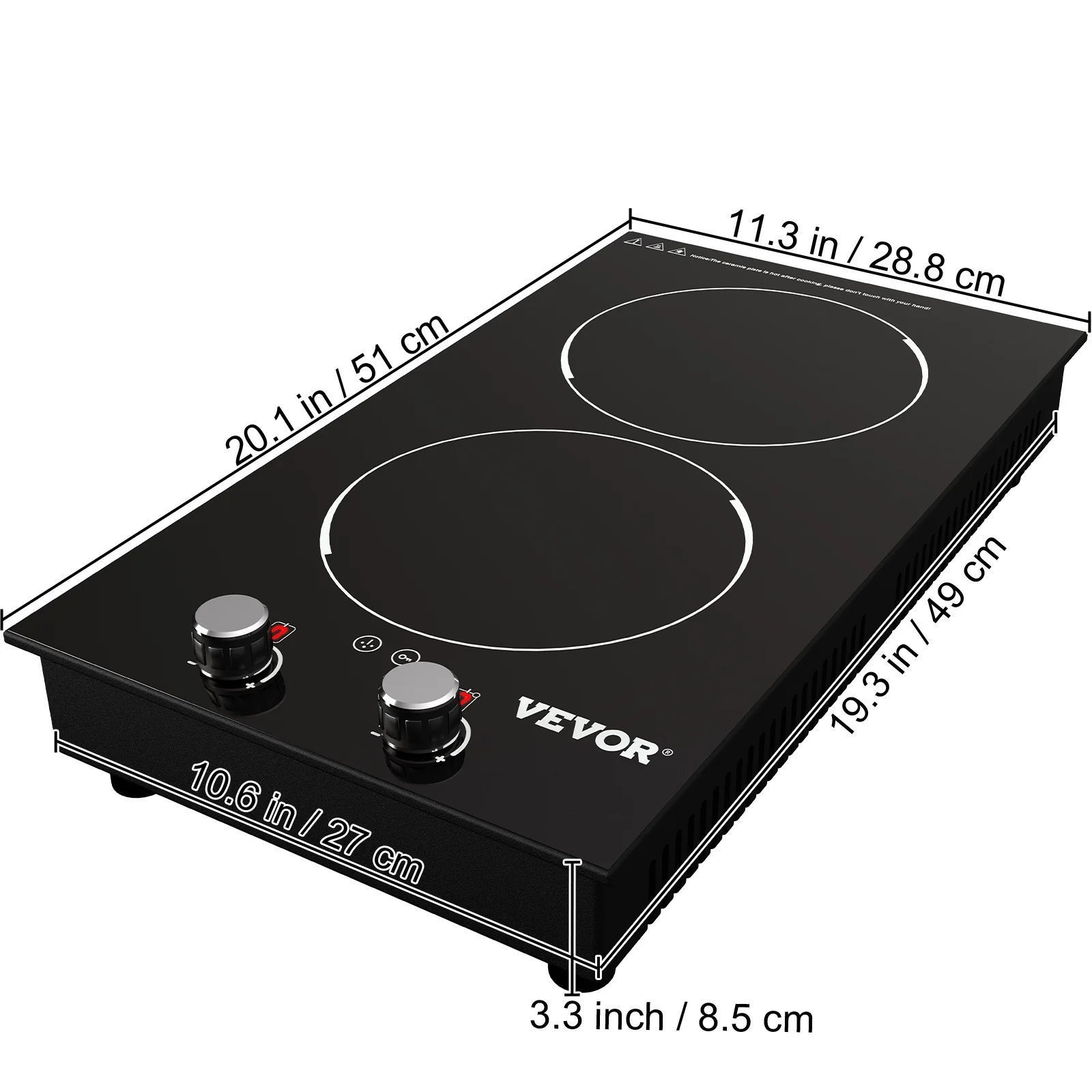 BENTISM Electric Induction Cooktop Built-in Stove Top 11in 2 Burners 120V