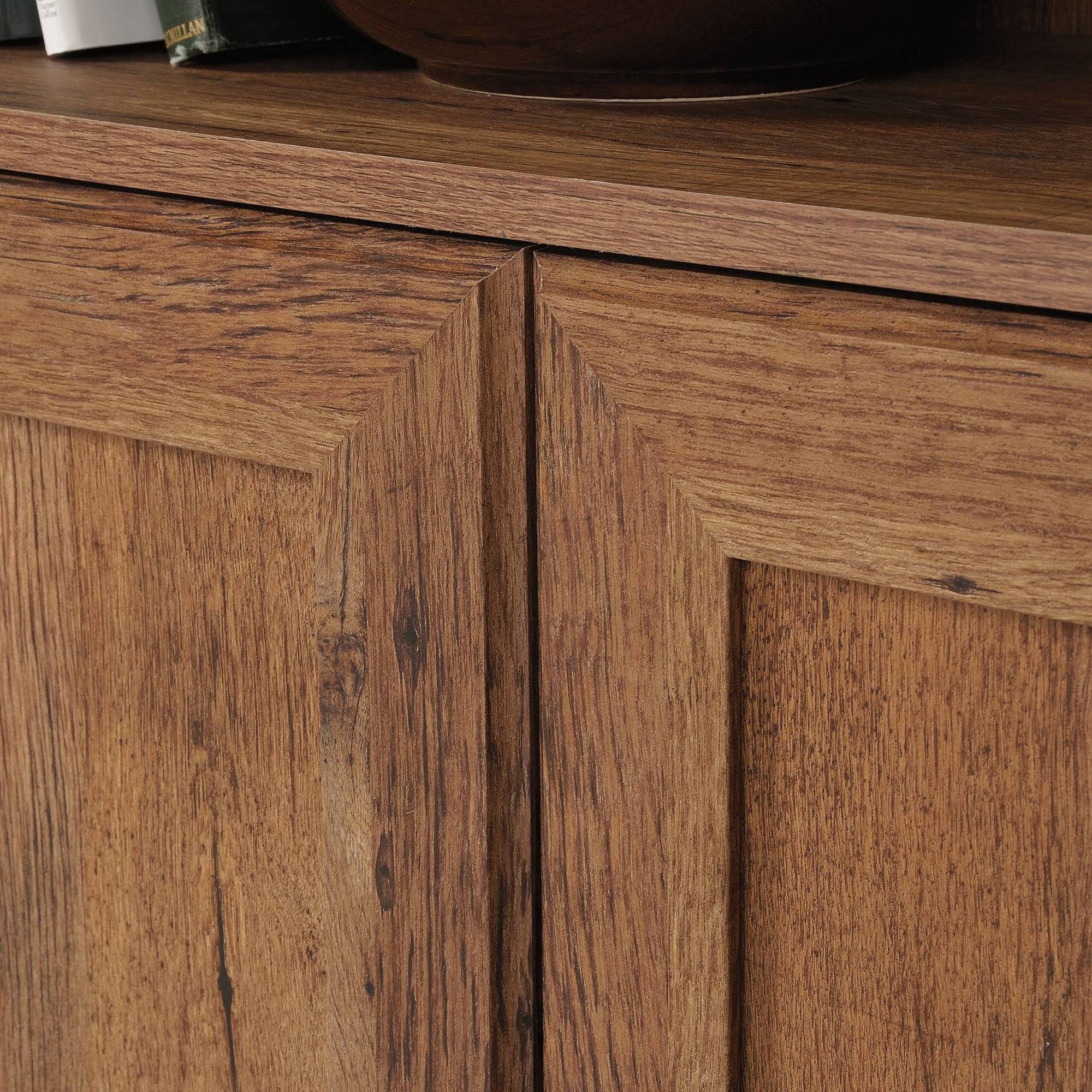 Sauder 5-Shelf Bookcase with Doors in Vintage Oak