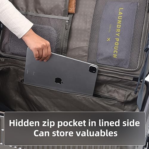 29 Inch Aluminum Checked Luggage with Side Opening Zipper, 40 * 37 * 77cm, 113L, Lightweight Hardshell ABS+PC Suitcase with TSA Lock, 360° Universal Wheels, White