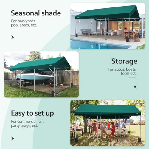 ADVANCE OUTDOOR 12x20 ft Heavy Duty Carport Car Canopy Garage Boat Shelter Party Tent, Adjustable Peak Height from 9.5ft to 11ft, Green