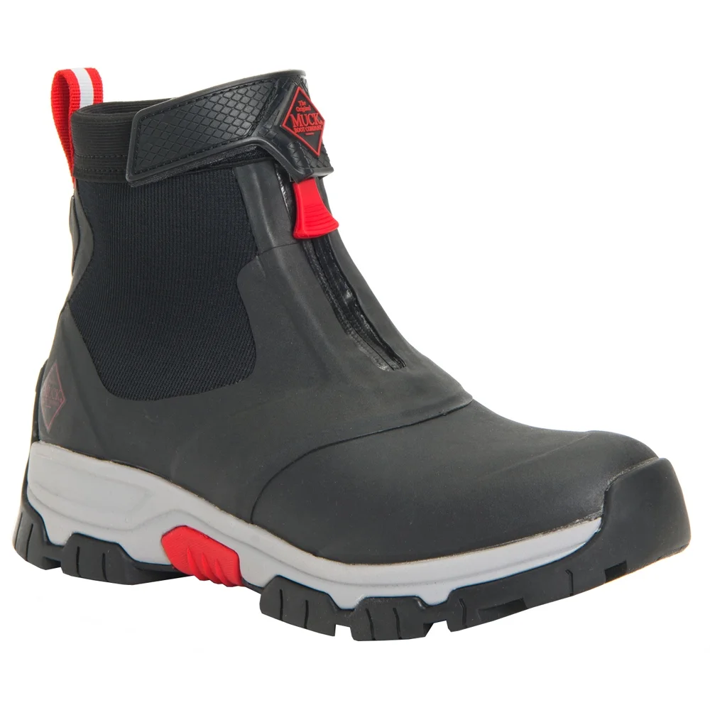 Muck Men's Apex Mid Zip, Black/Gray/Red