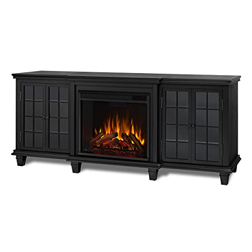 Real Flame Marlowe 70” Electric Fireplace TV Stand for TVs up to 70 inches, Entertainment center with adjustable shelves and storage, TV Stand for Living Room and Bedroom, Remote control, White