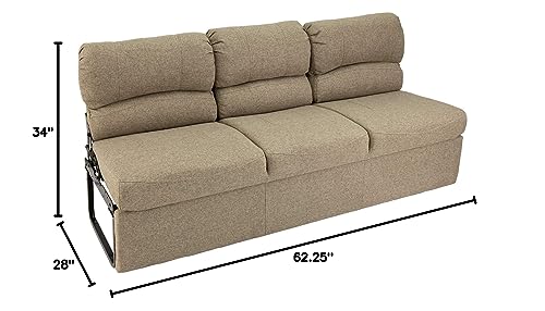 RecPro 62" RV Jackknife Sleeper Sofa with Drop-Down Console | Cloth Fabric | 2 Colors to Choose from | Furniture for RV and Camper (Oatmeal Cloth)