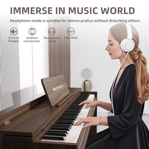 88 Key Fully Weighted Digital Piano Keyboard, 88 Keys Hammer Action Electric Pianos, Wooden Classic Upright Electronic Piano for Beginner, Professional, Midi Compatible, Triple Pedal (Black)