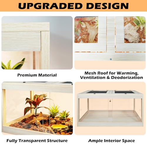 34 Gallon Reptile Terrarium Tank 32 Inch Lizard Tank Bearded Dragon Tank with Metal Mesh Roof Door, Snake Tank with Lock Design