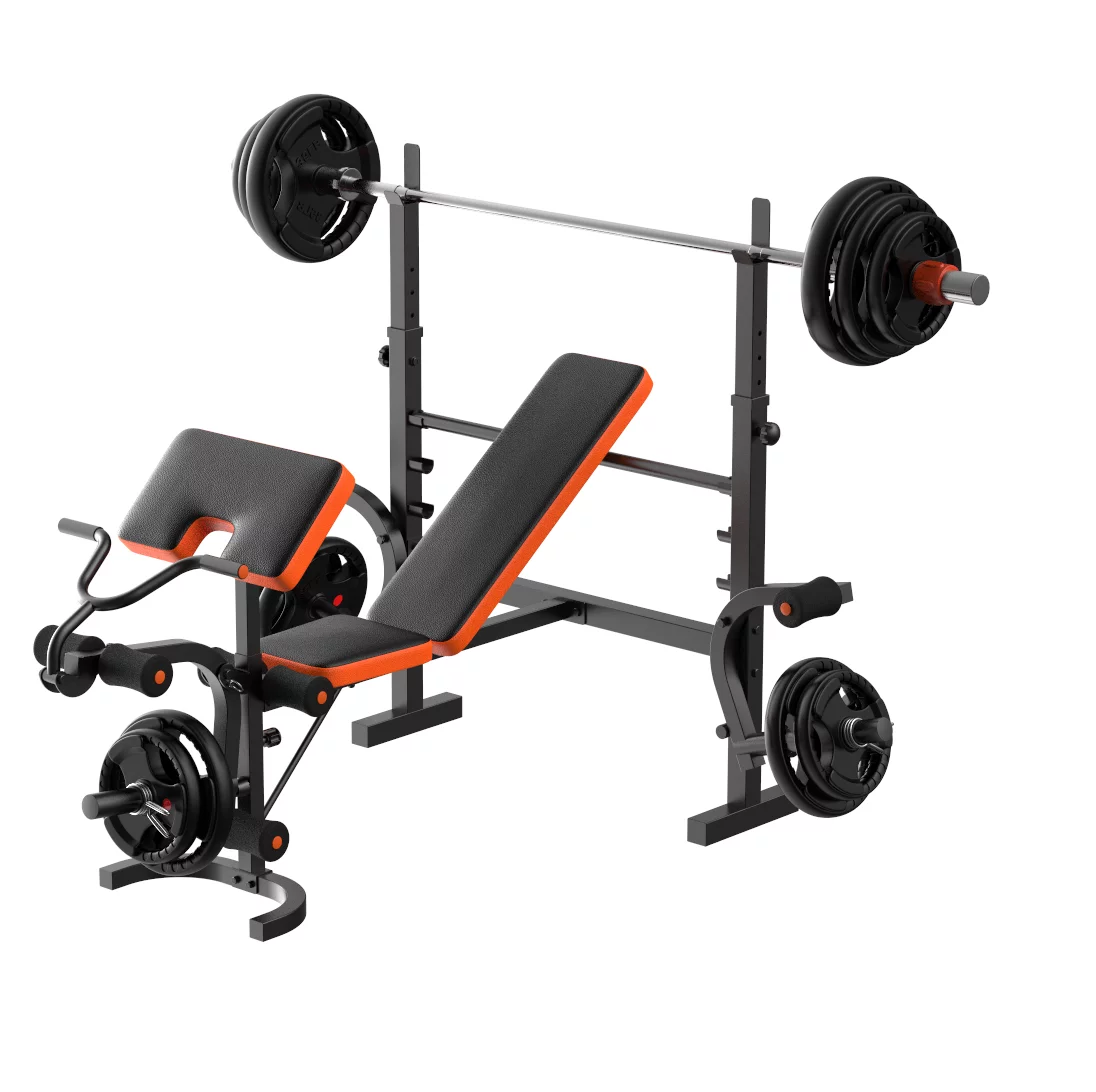 GIKPAL 660lb 6-in-1 Adjustable Weight Bench with Multi-Purpose Workout Bench Set With Barbel Rack and Leg Developer for Full Body Function Strength Training
