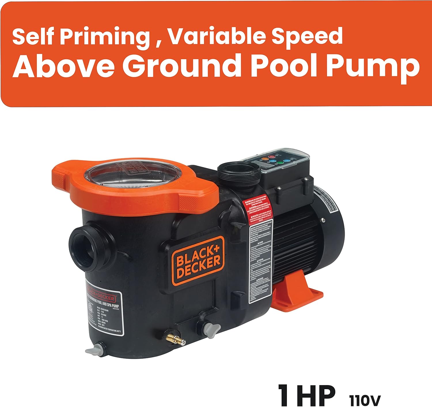 BLACK+DECKER Above Ground Variable Speed Swimming Pool Pump, 1 HP