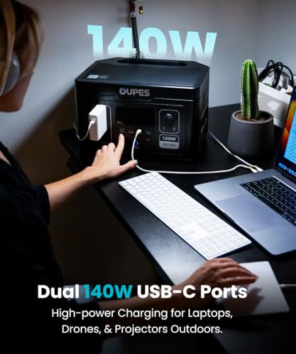 Oupes Exodus 1200 Portable Power Station 1200W (Surge 3600W), 992Wh LiFePO4 Solar Generator with Smart App Control, UPS, 140W USB-C, for Outdoor & Emergency Backup