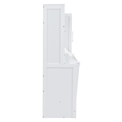 Linique Full Size Murphy Cabinet Storage Wall Bed with Closet and Drawers and Built-in Top Shelf,Hide a Bed on a Wardrobe Space Saving Design,Gray