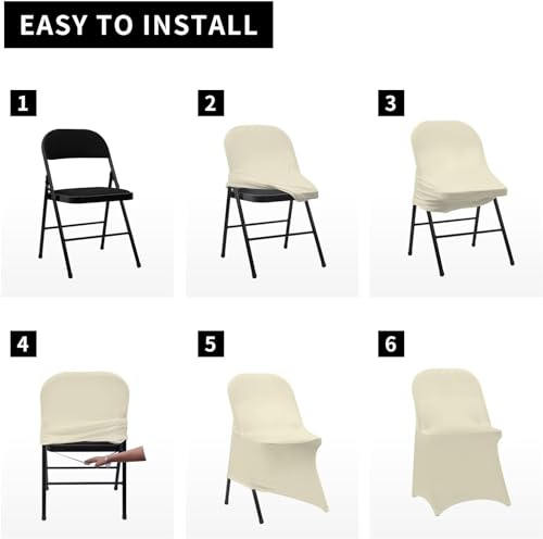 HAINARverS Folding Chair Covers,100PCS Upgrade Universal Fitted Stretch Spandex Chair Cover Protector for Wedding,Party,Banquet, Celebration (Black, 100 PCS)