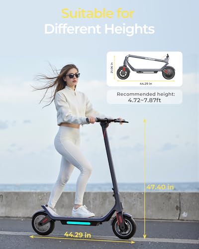 MEGAWHEELS Electric Scooter,500W Electric Scooter for Adults,31 Miles Range,10in Pneumatic Tires,10.4AH Battery,15.5 mph Speed,Escooter Smart APP Control for Commuting, Outdoor, Short Travel UL2272