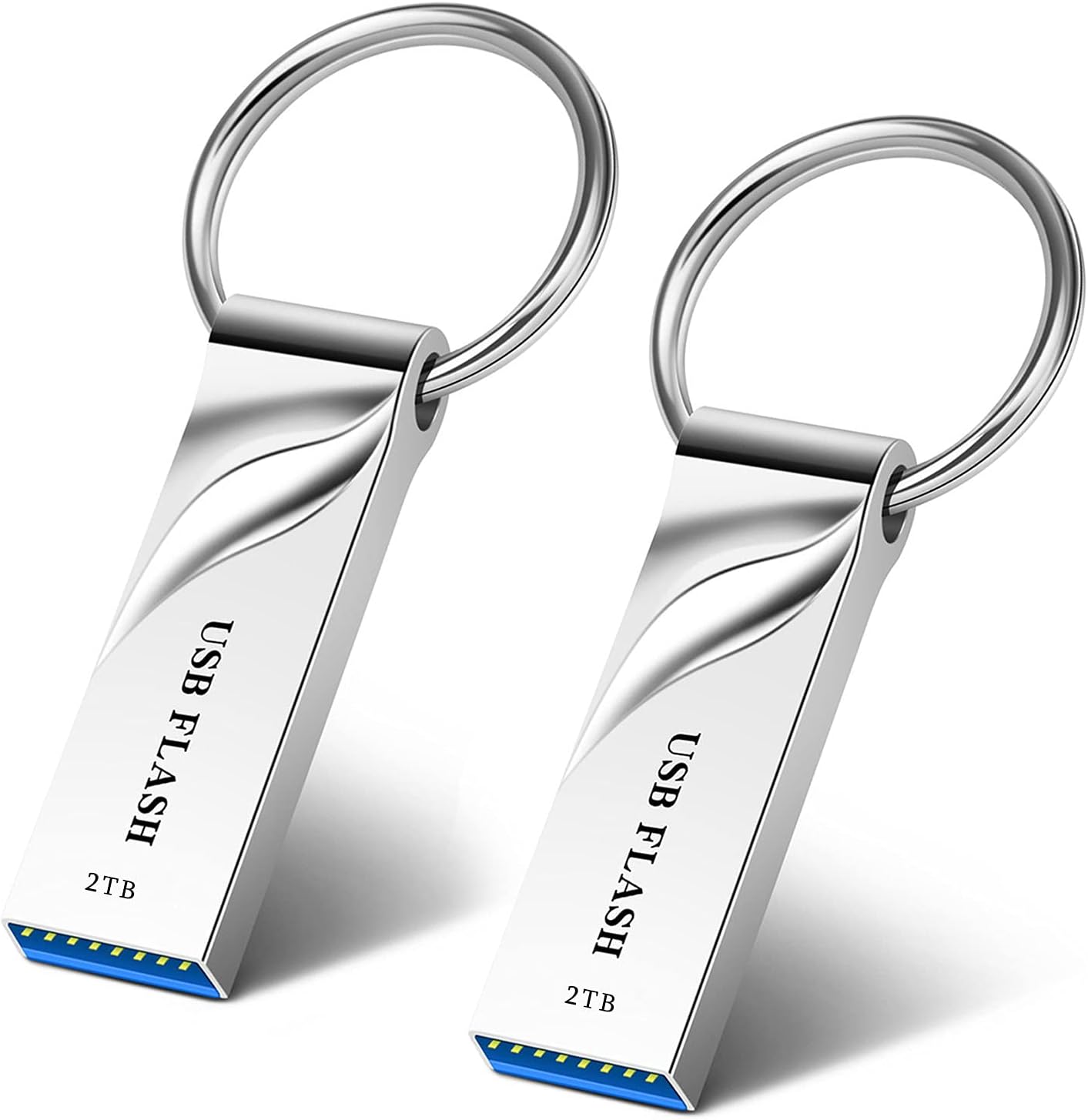 Yiracy 2Pack Flash Drive 2TB USB 3.0 Thumb Drive 2000GB Waterproof USB Drive 2TB 2Pack USB Drive with Keychain Jump Drive Metal High Speed Pendrive Large Storage Capacity