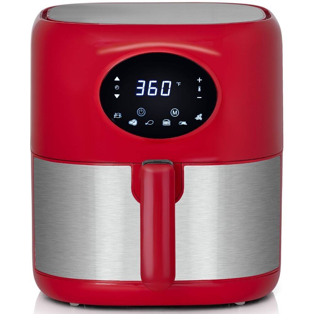 Deco Chef 3.7qt Digital Air Fryer with 6 Cooking Presets, Dishwasher Safe Basket, Red AF01RED