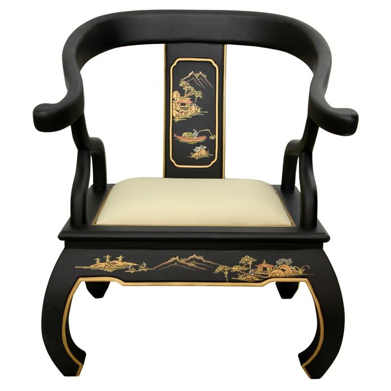 Oriental Furniture Black Landscape Ming Chair