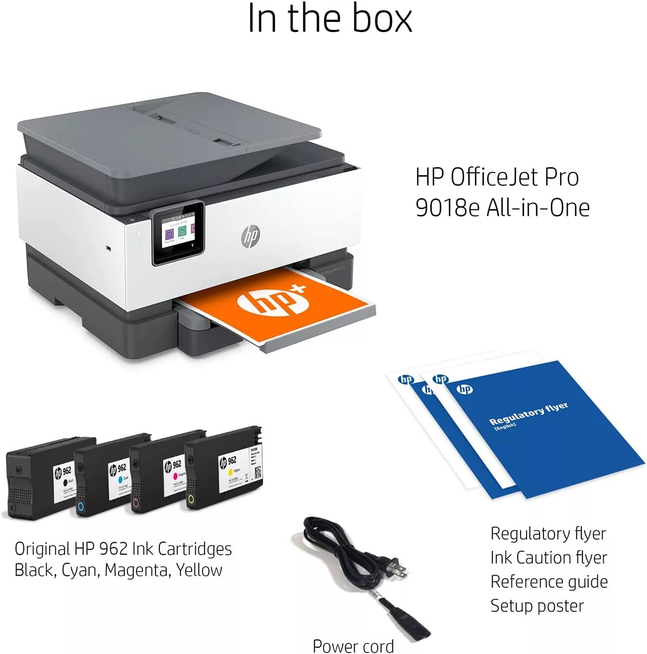 HP OfficeJet Pro 90 18e All-in-One Wireless Color Inkjet Printer, Gray - Print Scan Copy Fax - Instant Ink Ready, 22 ppm, 4800 x 1200 dpi, 512MB Memory, 35-Sheet ADF, Ethernet, Cbmou External Webcam