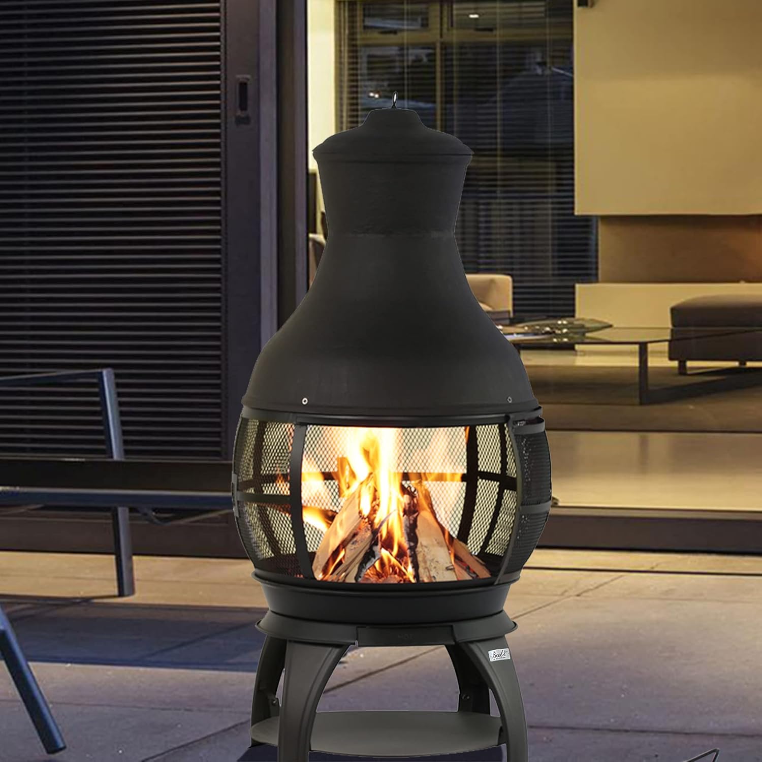 BALI OUTDOORS Fire Pit Round FirePits Outdoor Wood Burning Chiminea Outdoor Fireplace