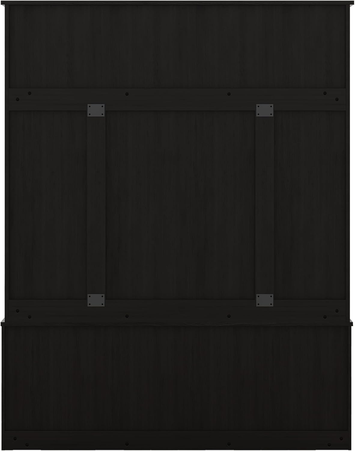 Freestanding Modern Hallway Hall Tree with Metal Hooks and Storage Space, Multi-Functional Entryway Coat Rack with Shoe Cubbies,Black