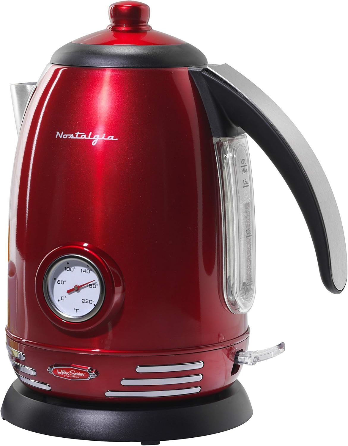 Nostalgia Retro Compact Countertop Microwave Oven - 0.7 Cu. Ft. - 700-Watts and Nostalgia Retro Stainless Steel Electric Tea And Water Kettle, 1.7 Liters