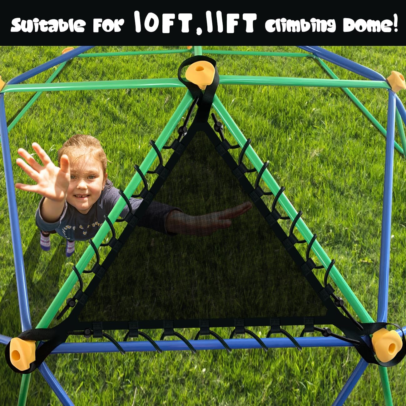 10ft Climbing Dome with Net Chair, Geometric Dome Climber Play Center with Rust & Uv Resistant, Supporting 1000lbs, Kids Jungle Gym Playground Indoor/Outdoor with Much Easier Assembly