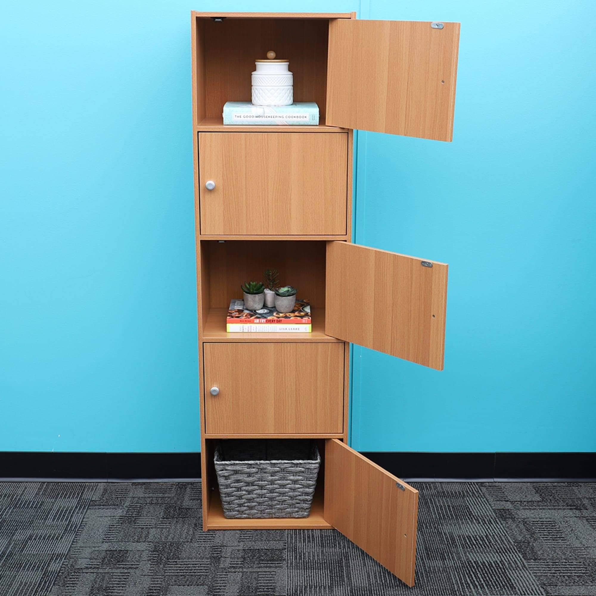 Home Basics 5 Cube Wood Cabinet, Natural