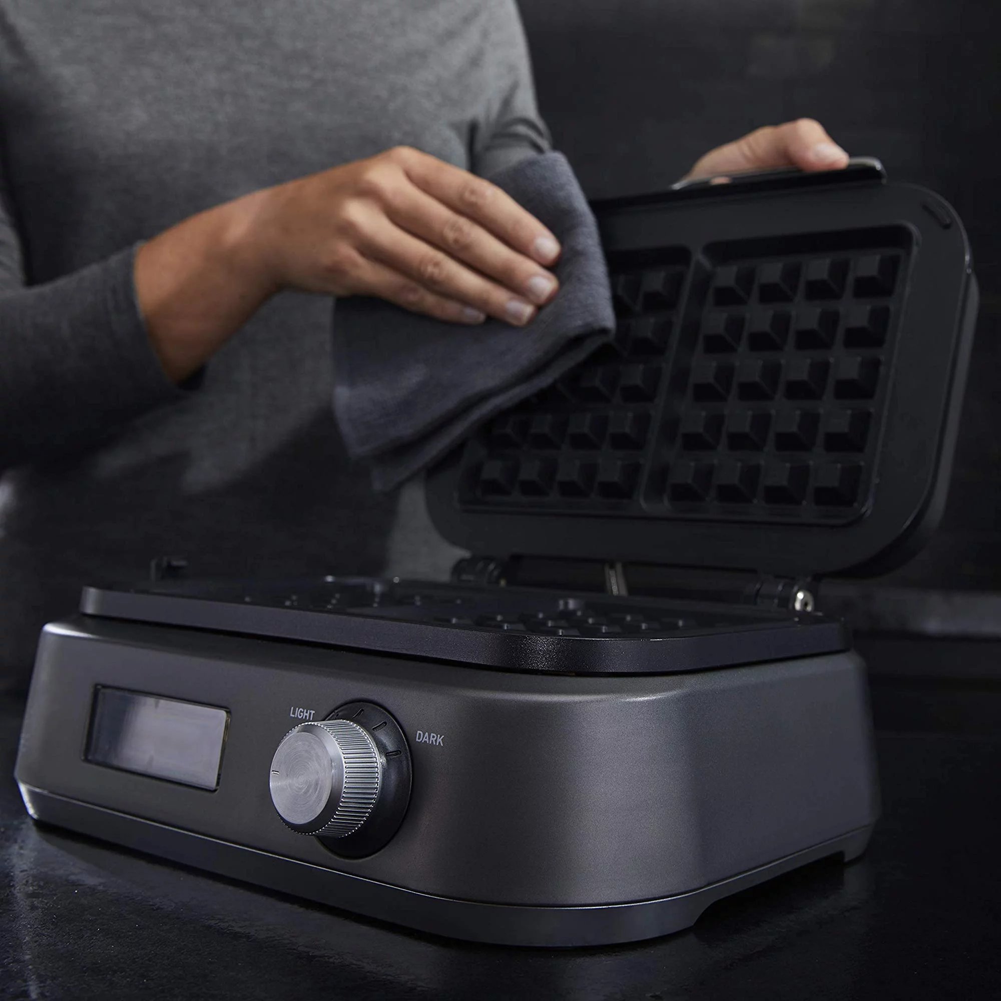 Calphalon Intellicrisp Waffle Maker, Dark Stainless Steel