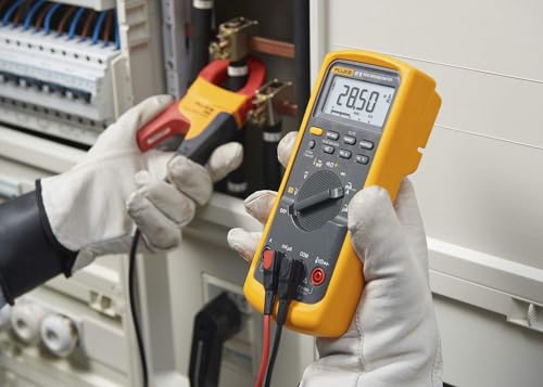 Fluke 87V/IMSK Industrial Digital Multimeter with Fluke i400 Current Clamp Kit, Converts 87V Into Clamp Meter, AC Current Measurements Up To 400 A, Includes Temp Probe, Test Leads And Alligator Clips