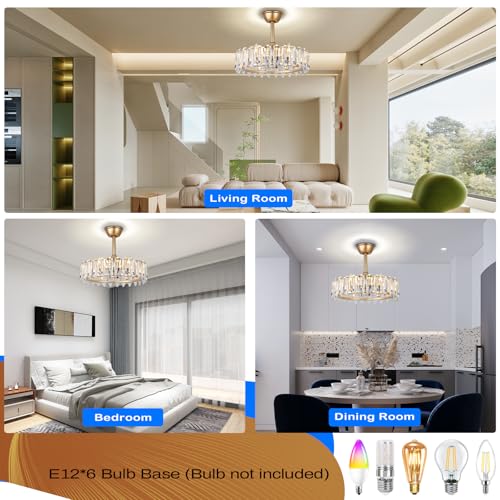 42''Dimmable Fandelier Crystal Chandelier Ceiling Fan Retractable Ceiling Fan with Lights and Remote 6 Speed, 3 Light Change Retractable Blade Chandelier Ceiling Fan for Bedroom(Chrome)