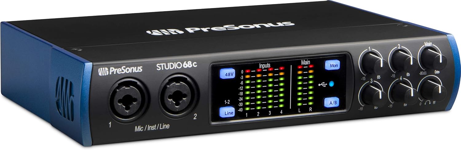 PreSonus Studio 24c 2x2, 192 kHz, USB Audio Interface with Studio One Artist and Ableton Live Lite DAW Recording Software