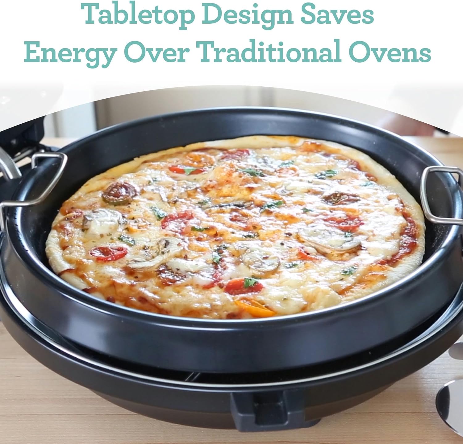 Euro Cuisine PM600 Crispy Crust 12" Rotating Pizza Maker with Stone & Baking Pan, Electric Pizza Oven Countertop - Versatile Indoor Pizza Maker Machine for Home, Ideal for Fresh & Frozen Pizza
