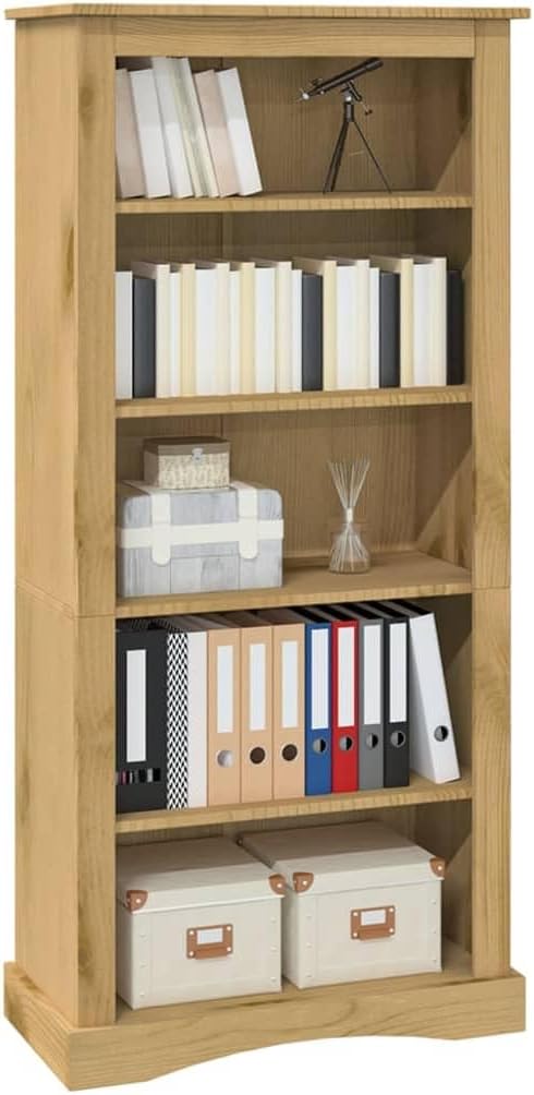 5-Tier Bookcase Office Furniture Bookshelf for Bedroom Bookshelve Office Bookcase Mexican Pine Corona 31.9"x15.7"x66.9"