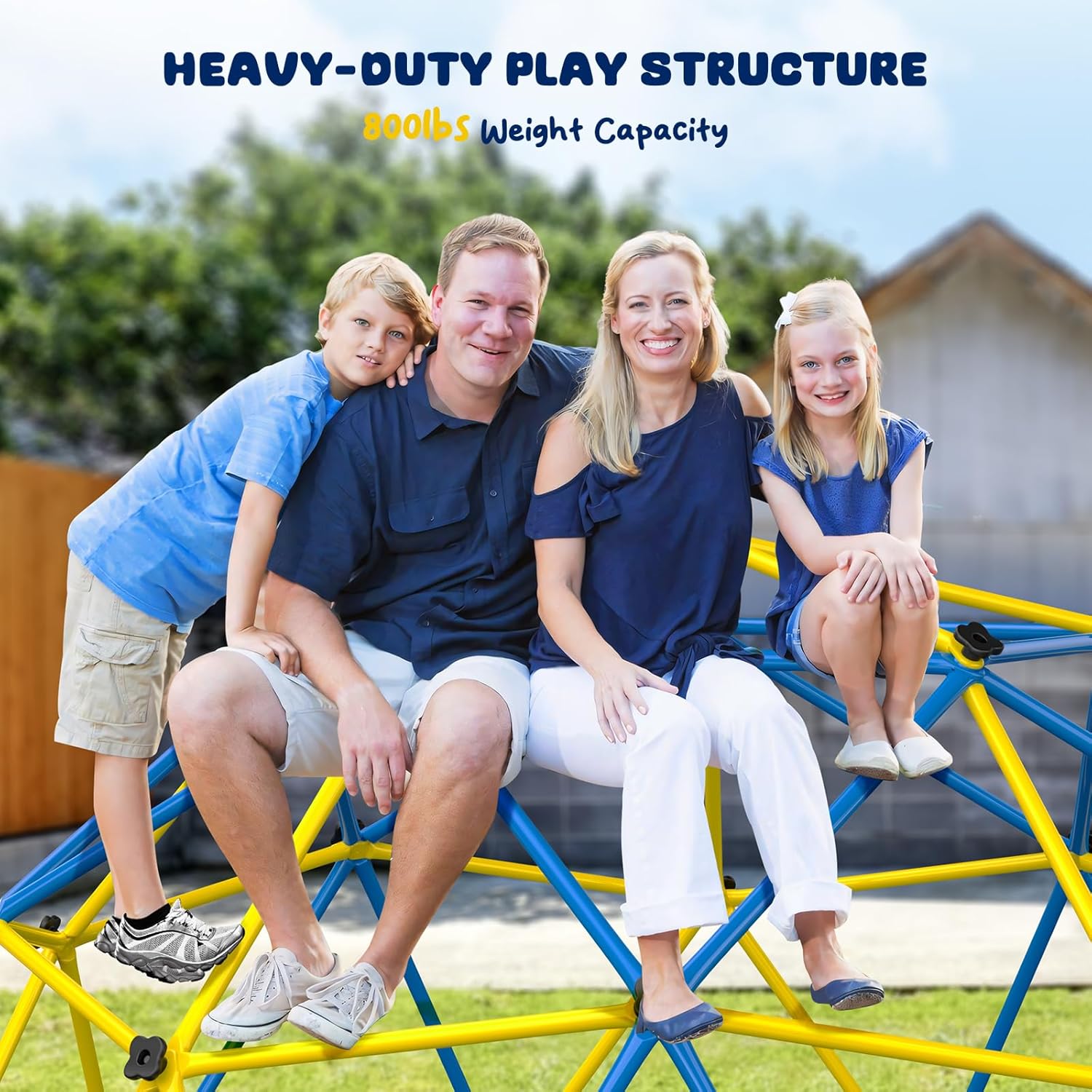 Hapfan 10ft Climbing Dome with Canopy, Jungle Gym for Kids Backyard with Heavy Duty Monkey Bars Made of Anti-Rust Steel