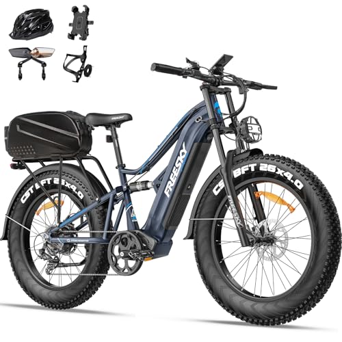 FREESKY 2000W Electric Bike with BAFANG Motor & 48V 30Ah Samsung Cells Battery, 35MPH Max Speed, 120 Miles Range, Full Suspension Mountain Ebike for Adult, 26" Fat Tires, Smart Keys, Hydraulic Brakes