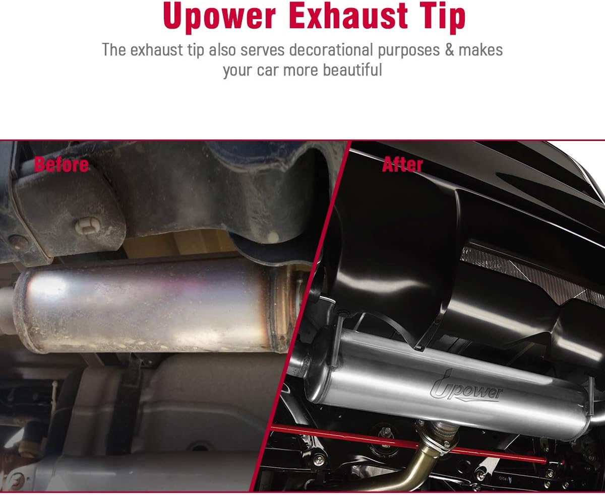 Upower 3 Inch Inlet/Outlet Exhaust Muffler, 3" Inlet Resonator with 18" Length Overall Length 22" Resonator Great Tone Universal Stainless Steel Muffler Resonator Pack of 2