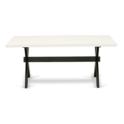 East West Furniture X-Style Mid-Century Modern Dining Rectangle Kitchen Table Top with Stylish Legs, 40x72 Inch, XT777