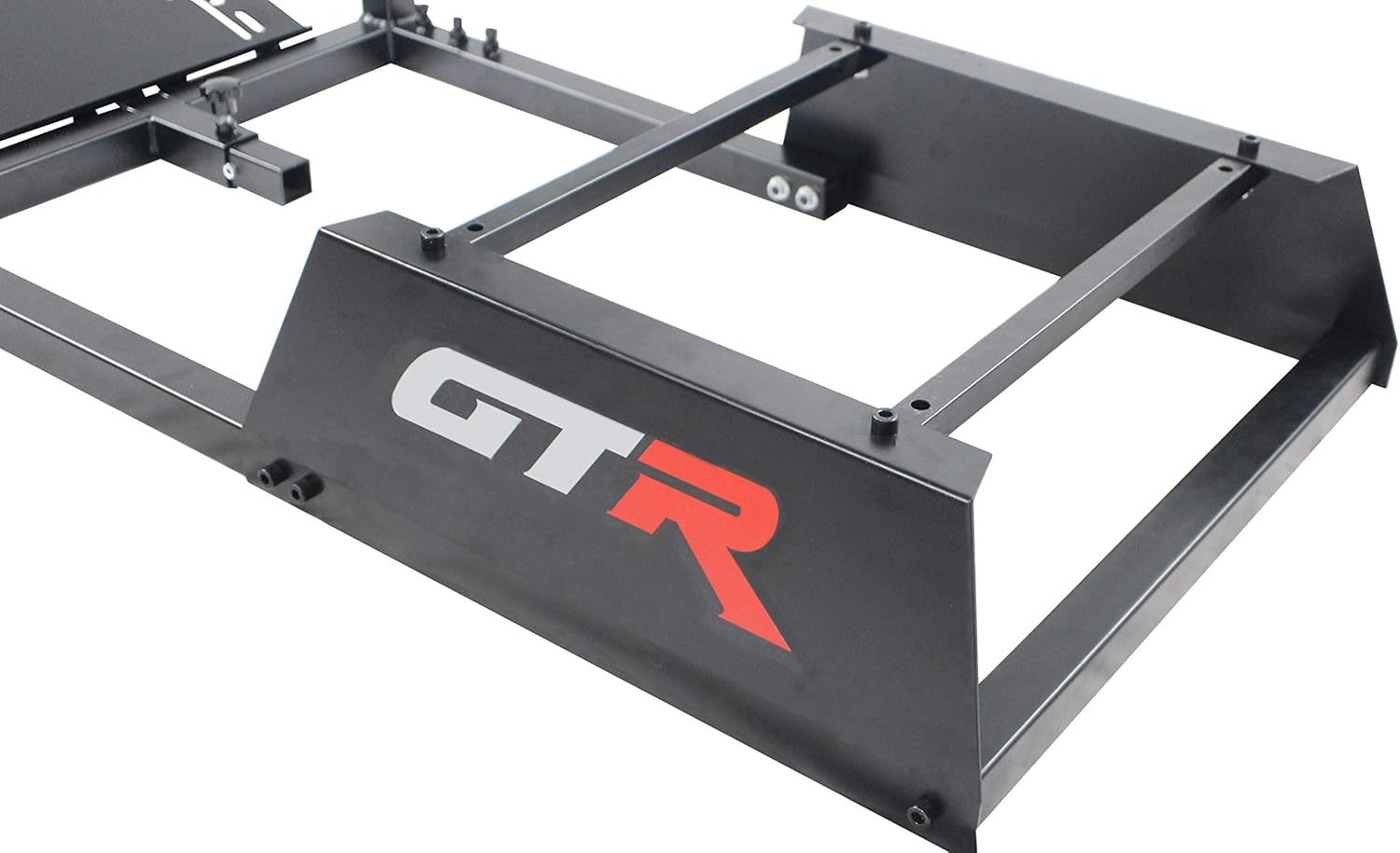 GTR Simulator GTA-F Model Black Frame Triple | Single Monitor Stand with Red White Adjustable Leatherette Seat Racing Driving Gaming Simulator Cockpit Chair