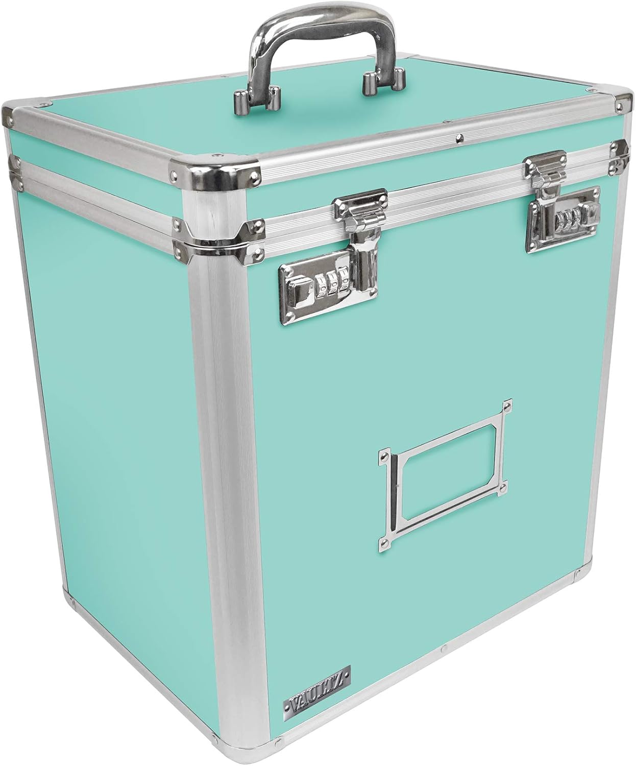 Vaultz Locking Vinyl Record Case, 50 Record Capacity, Black (VZ00490), 14.4 x 13.4 x 9.6 Inches Pack of 2