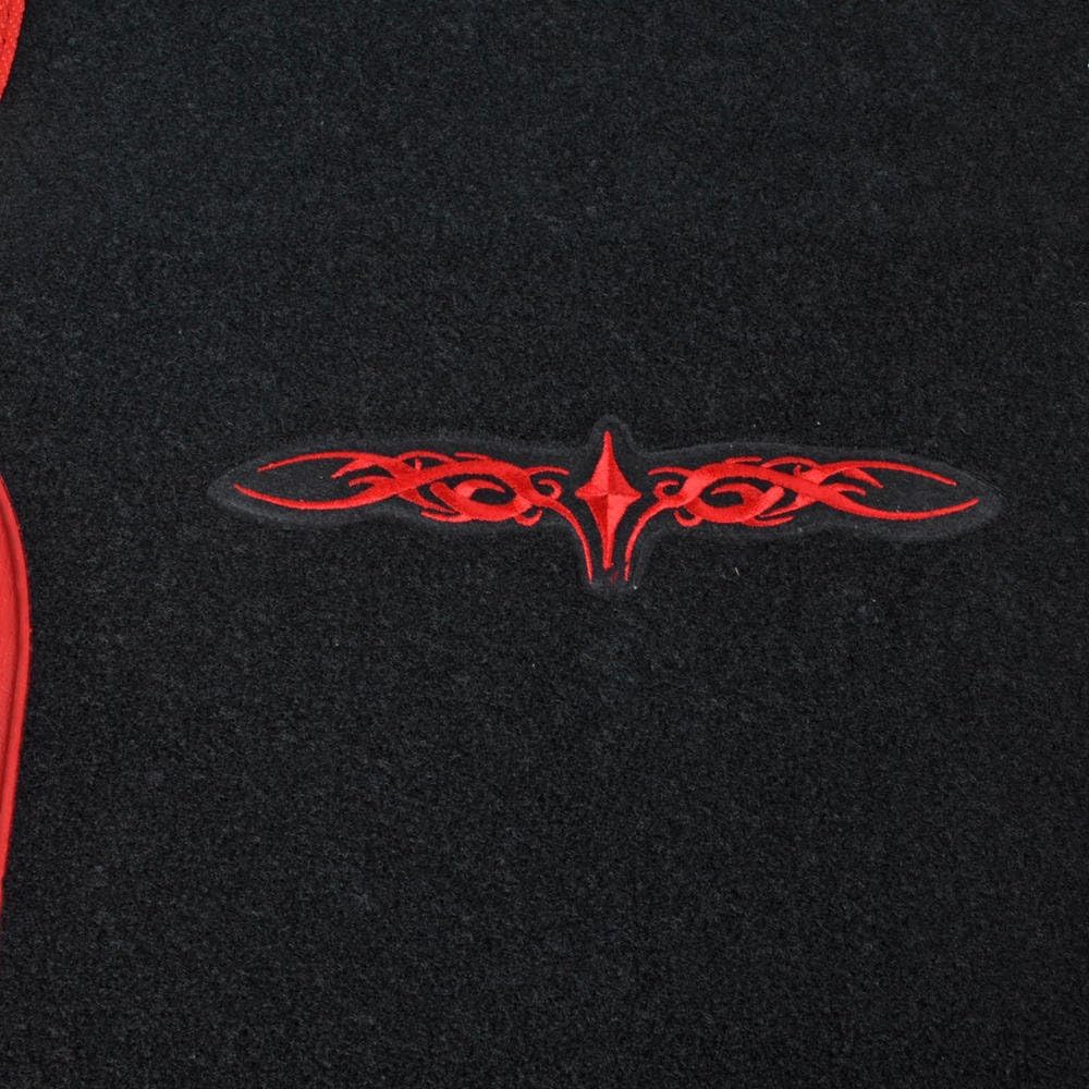 BDK Sport Series"Rome Sport" Black/Red Stripe Seat Covers w/Split Bench & Vinyl Trim Carpet Mats Full Set