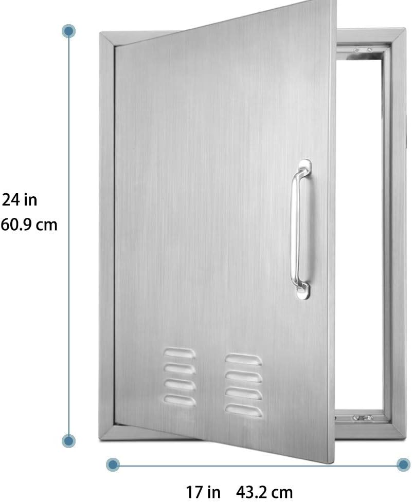 Karpevta Outdoor Kitchen Doors 14''W X 20''H Inch BBQ Access Door - Stainless Steel Single Wall Construction Vertical Door for Outdoor Kitchen Grilling Station or Commercial BBQ Island