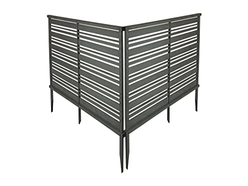 Enclo Privacy Screens EC18015 4 ft H x 5.3 ft W Fresno Outdoor Privacy Fence Screen WoodTek Vinyl No-Dig Kit 2 Panels, Charcoal