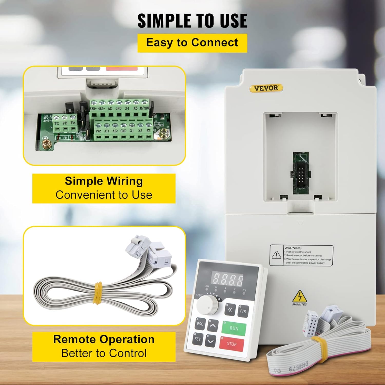 VEVOR VFD 4KW 220V 5.5HP, 1 or 3 Phase Input, 3 Phase Output Variable Frequency Drive, AC 17A 0~1000HZ CNC Motor Inverter Converter for Motor Speed (RS485)